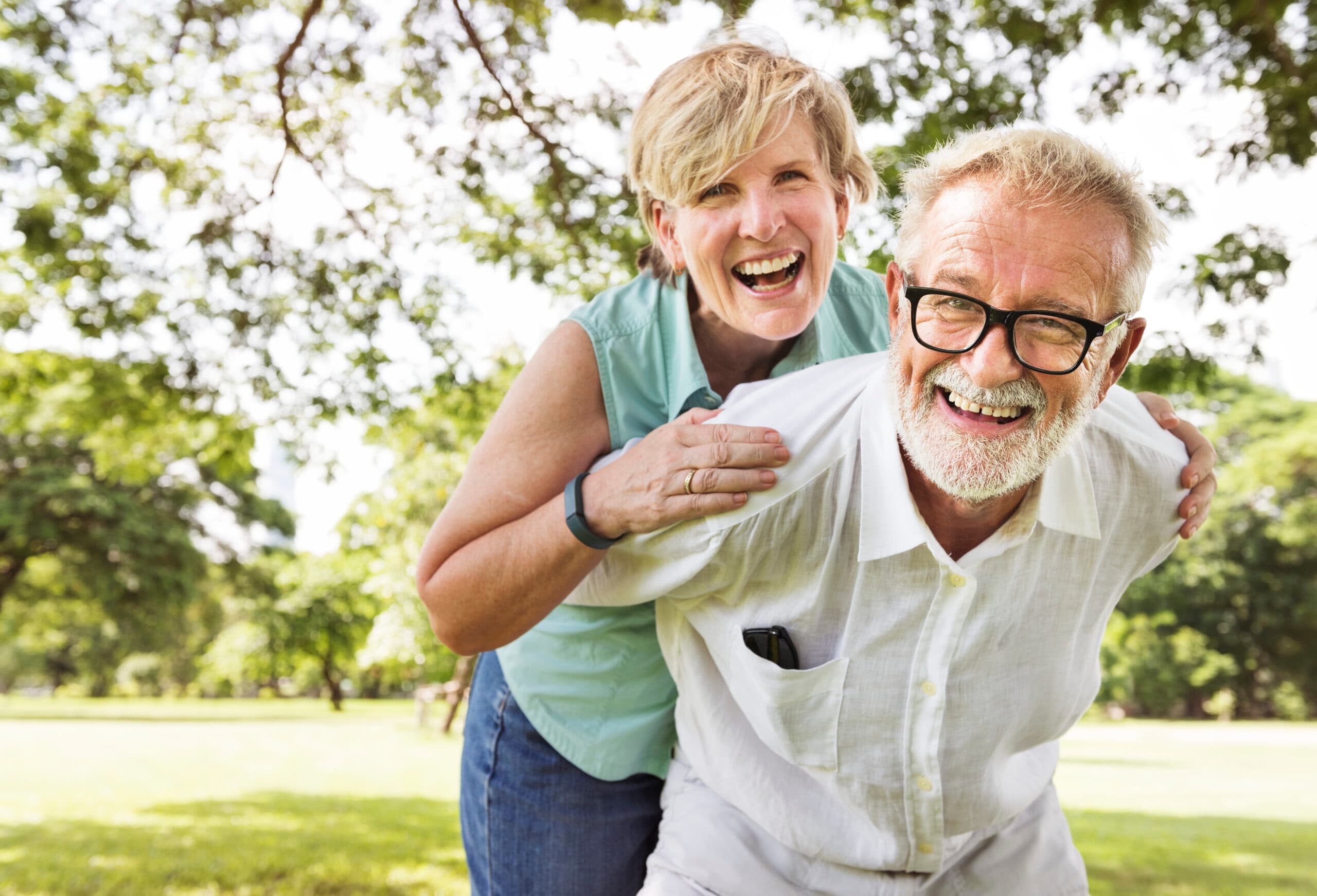 Cute senior couple in the park