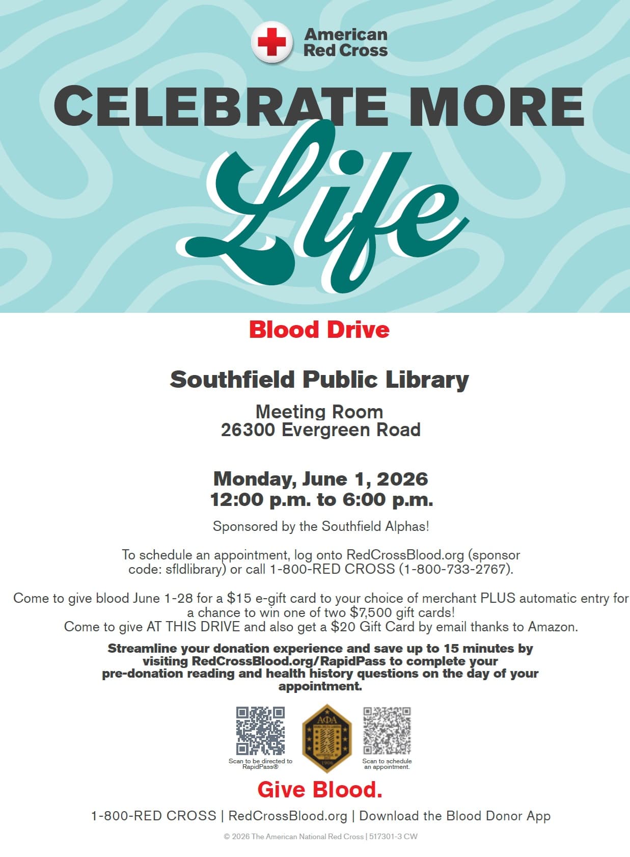 Southfield Alphas to Host Community Blood Drive at Southfield Public Library
