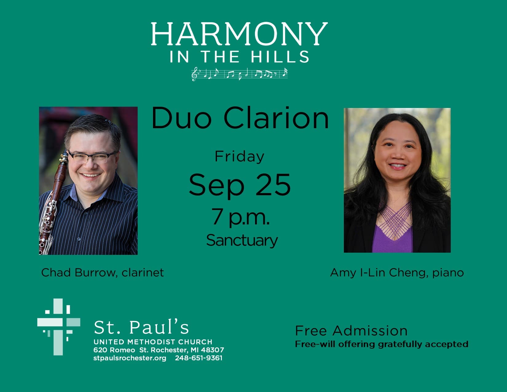 Harmony in the Hills Concert Series-Duo Clarion